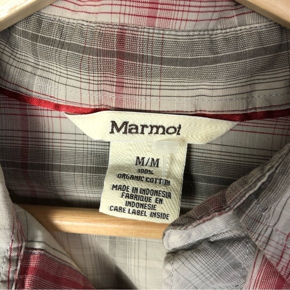 Marmot Beige & Red Plaid Short Sleeve Button Down M - Picture 4 of 4